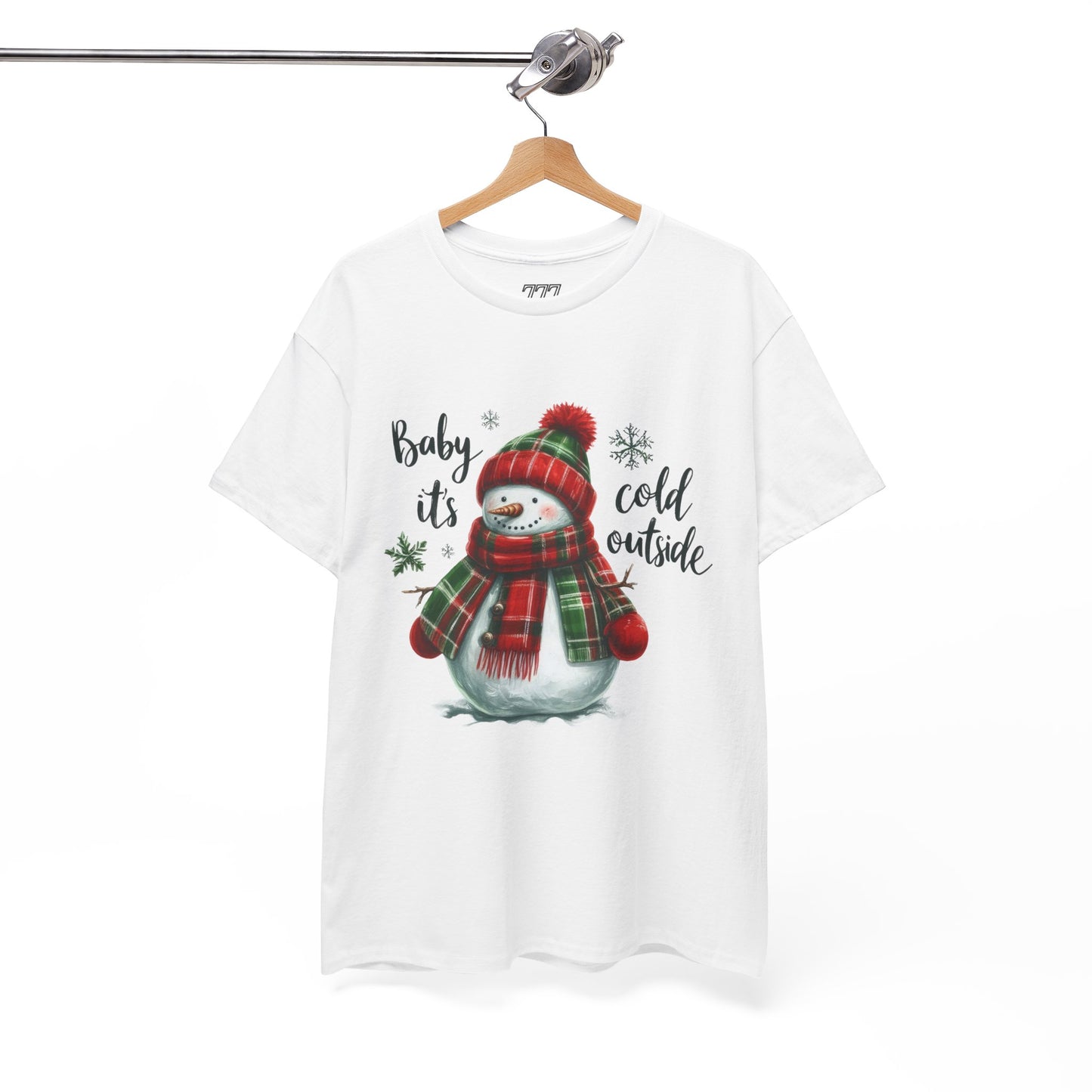 Baby It’s Cold Outside Christmas Unisex Heavy Cotton T-Shirt – Cute Snowman Holiday Tee
