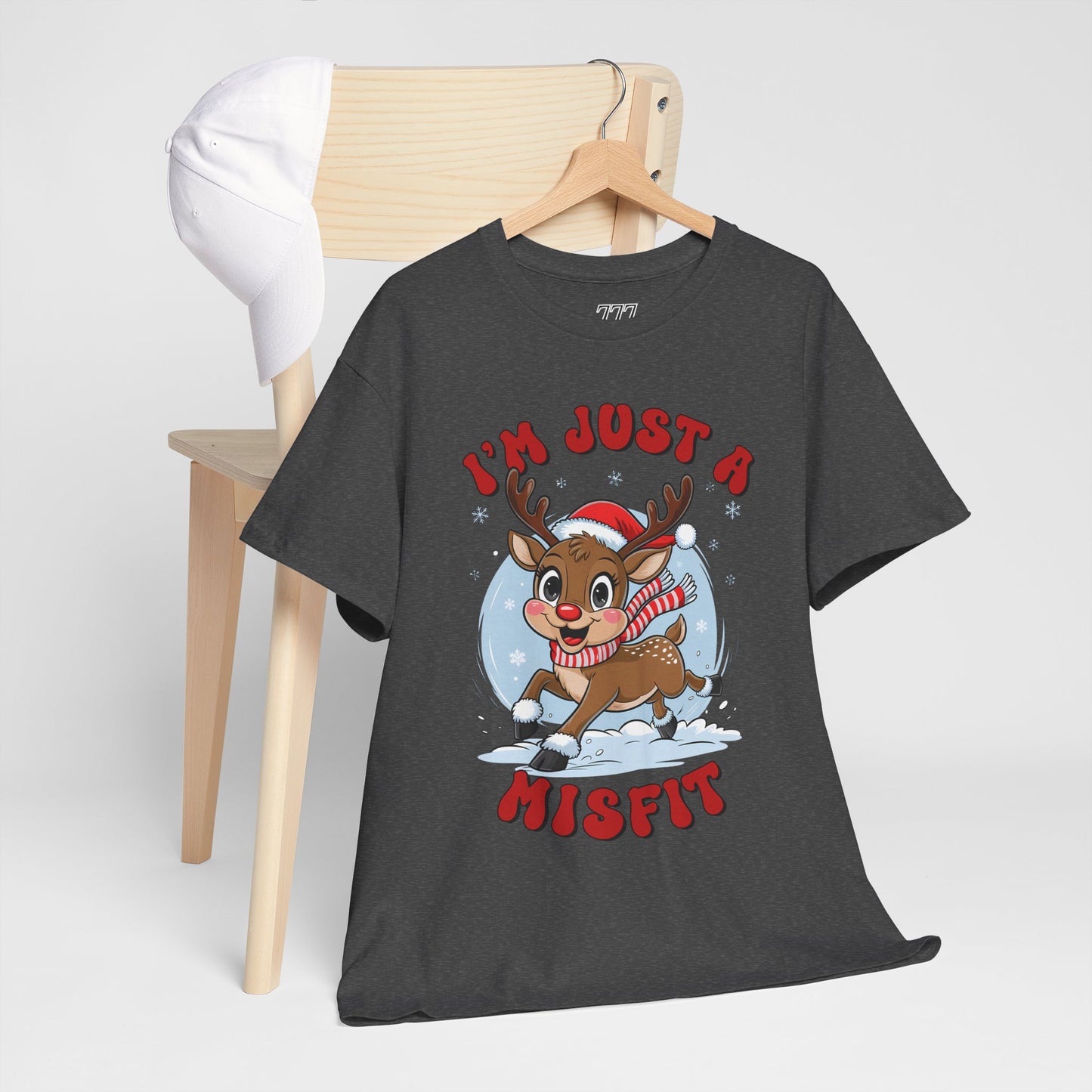 I’m Just a Misfit Unisex Heavy Cotton T-Shirt – Cute Christmas Reindeer Holiday Tee