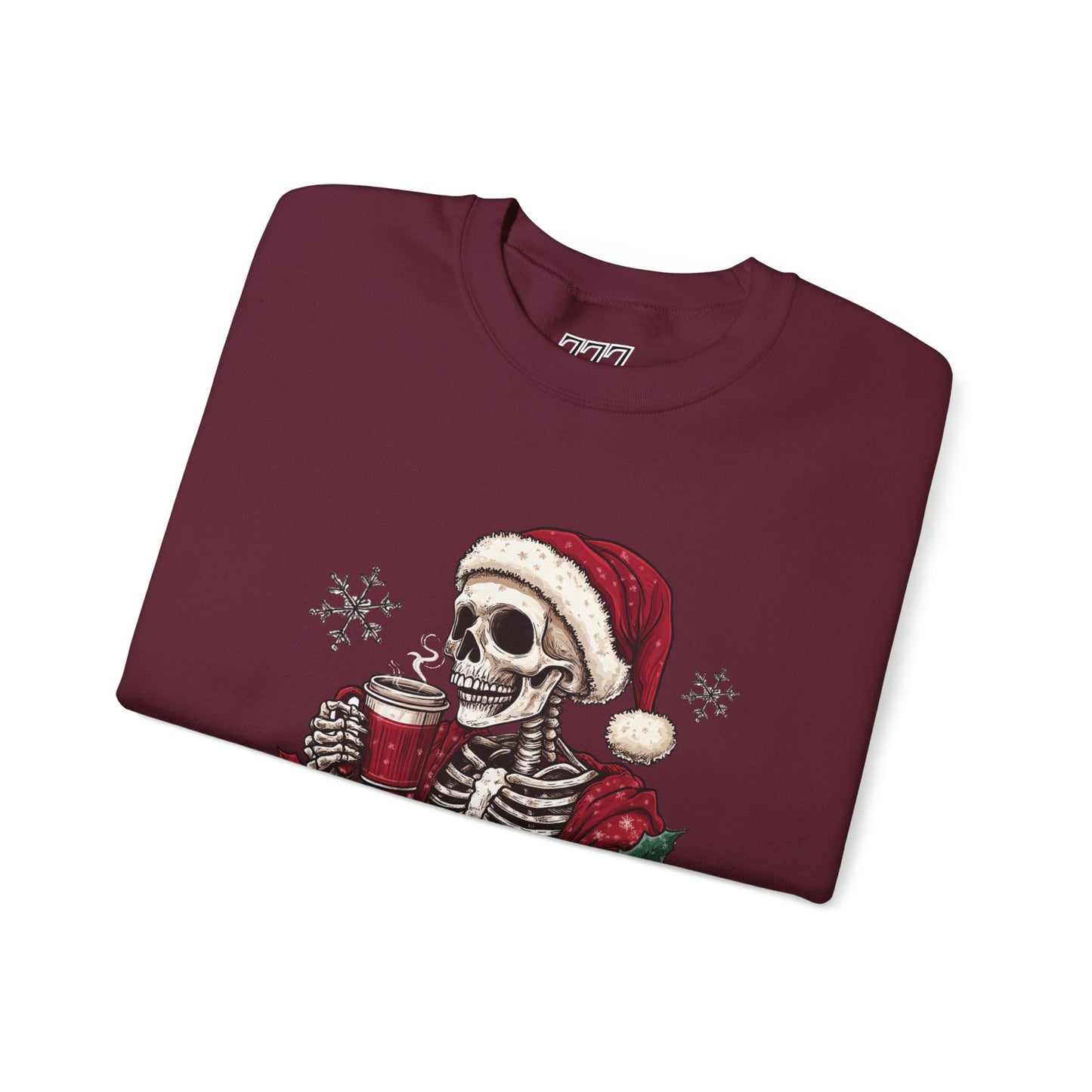 Freezing To Death Skeleton Christmas Crewneck – Funny Holiday Unisex Sweatshirt, Winter Coffee Xmas Pullover