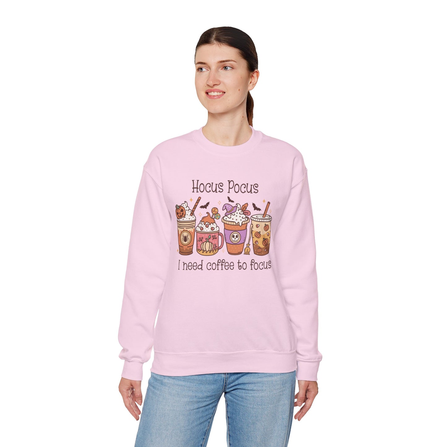Hocus Pocus I Need Coffee To Focus Unisex Heavy Blend Crewneck Sweatshirt