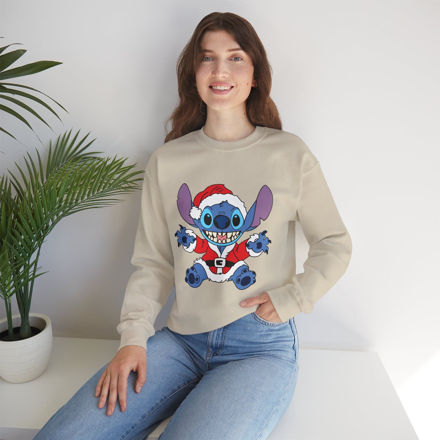 Alien Santa Christmas Crewneck – Cozy Blue Alien Holiday Sweatshirt (Unisex)