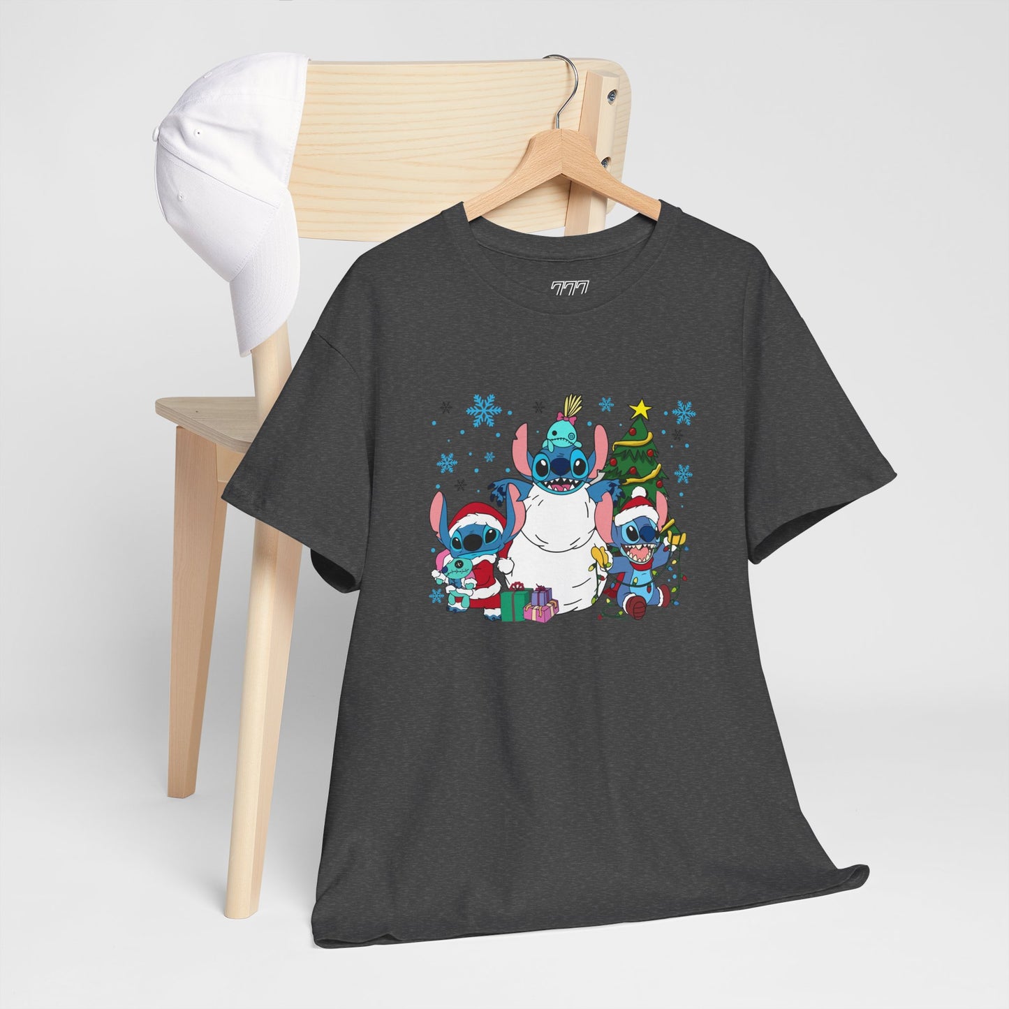 Stitch Christmas Vibes T-Shirt – Cute Holiday Trio Unisex Heavy Cotton Tee