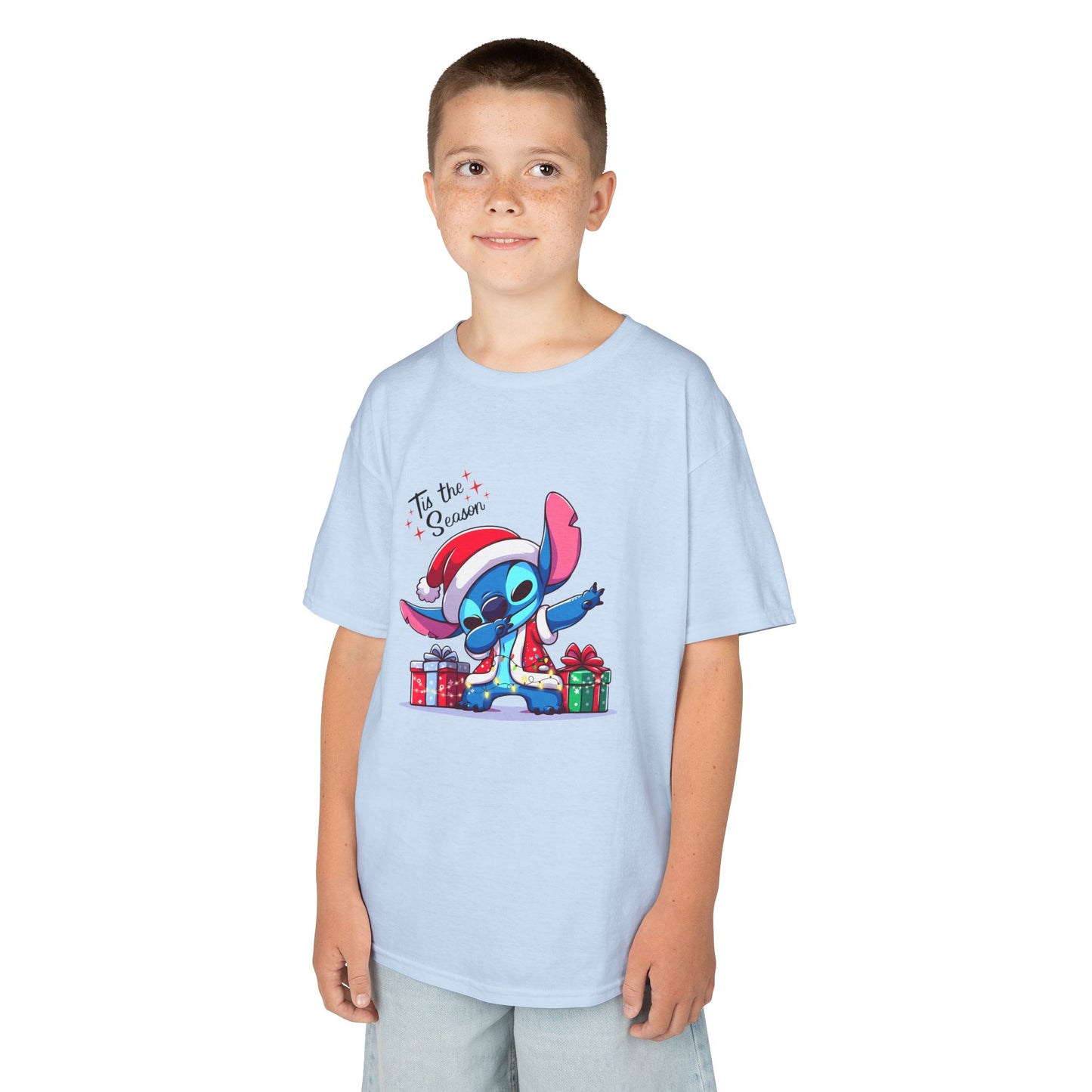Tis the Season Blue Alien Christmas Kids T-Shirt – Cute Holiday Cartoon Tee