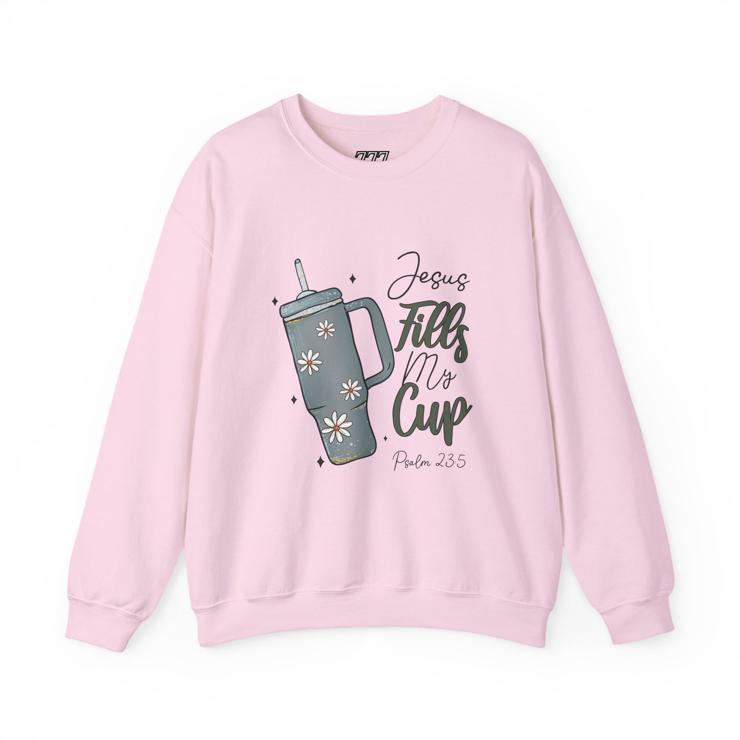 Jesus Fills My Cup Christian Sweatshirt – Faith Bible Verse Psalm 23:5 Inspirational Unisex Heavy Blend Crewneck