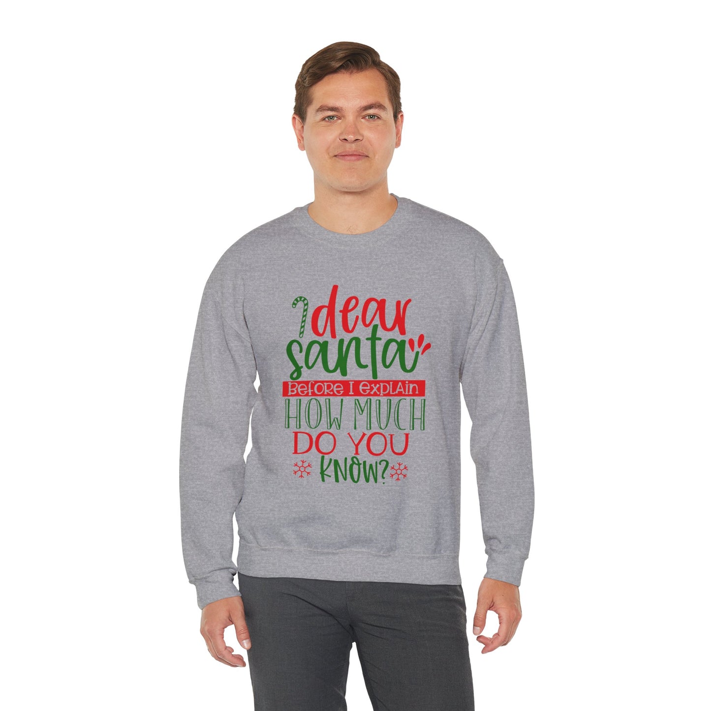 Dear Santa, Before I Explain How Much Do You Know? Unisex Heavy Blend Crewneck Sweatshirt