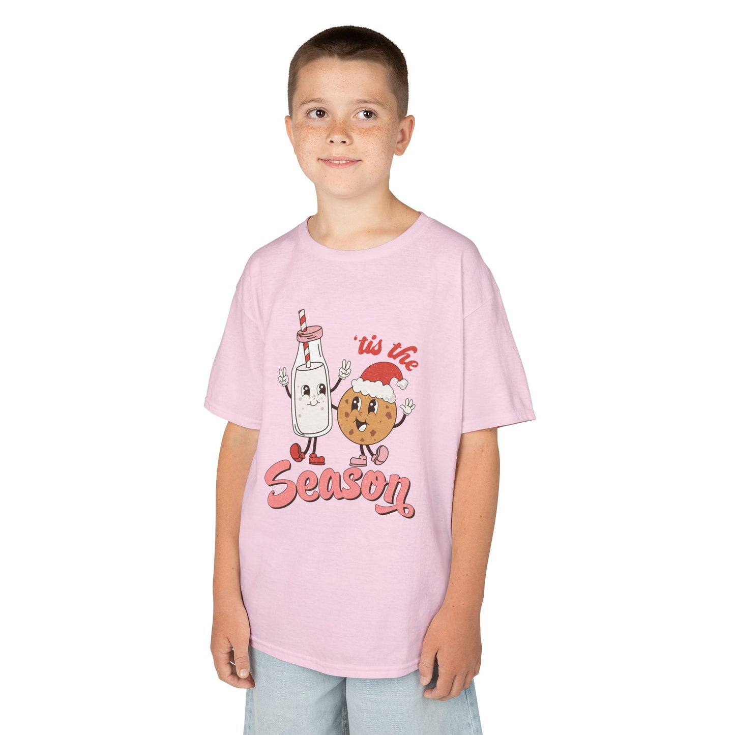 Tis The Season Kids Christmas T-Shirt – Cute Milk & Cookie Holiday Tee