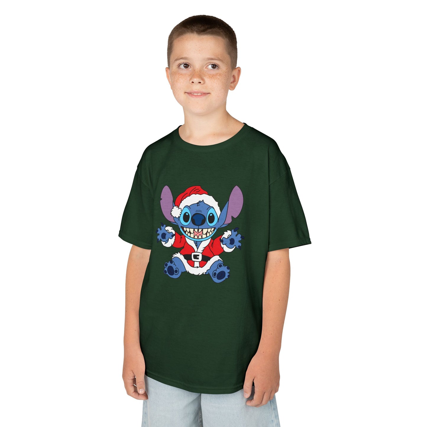 Alien Santa Kids Christmas T-Shirt – Cute Blue Alien Holiday Tee