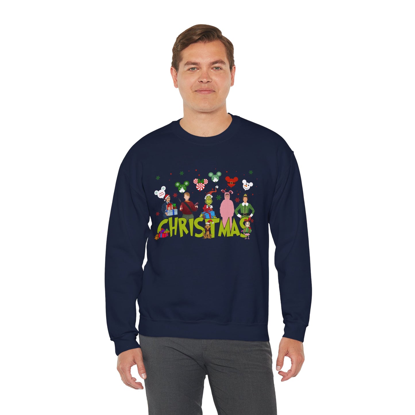 Christmas Character Squad Sweatshirt – Cute Festive Holiday Characters Unisex Heavy Blend Crewneck