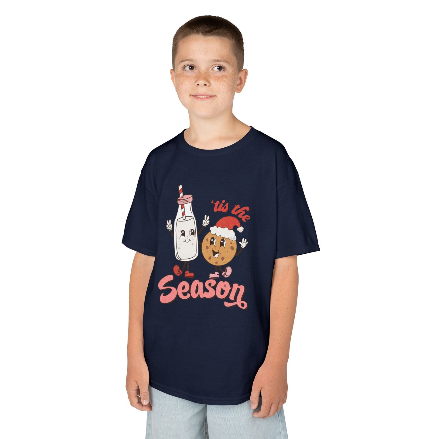 Tis The Season Kids Christmas T-Shirt – Cute Milk & Cookie Holiday Tee