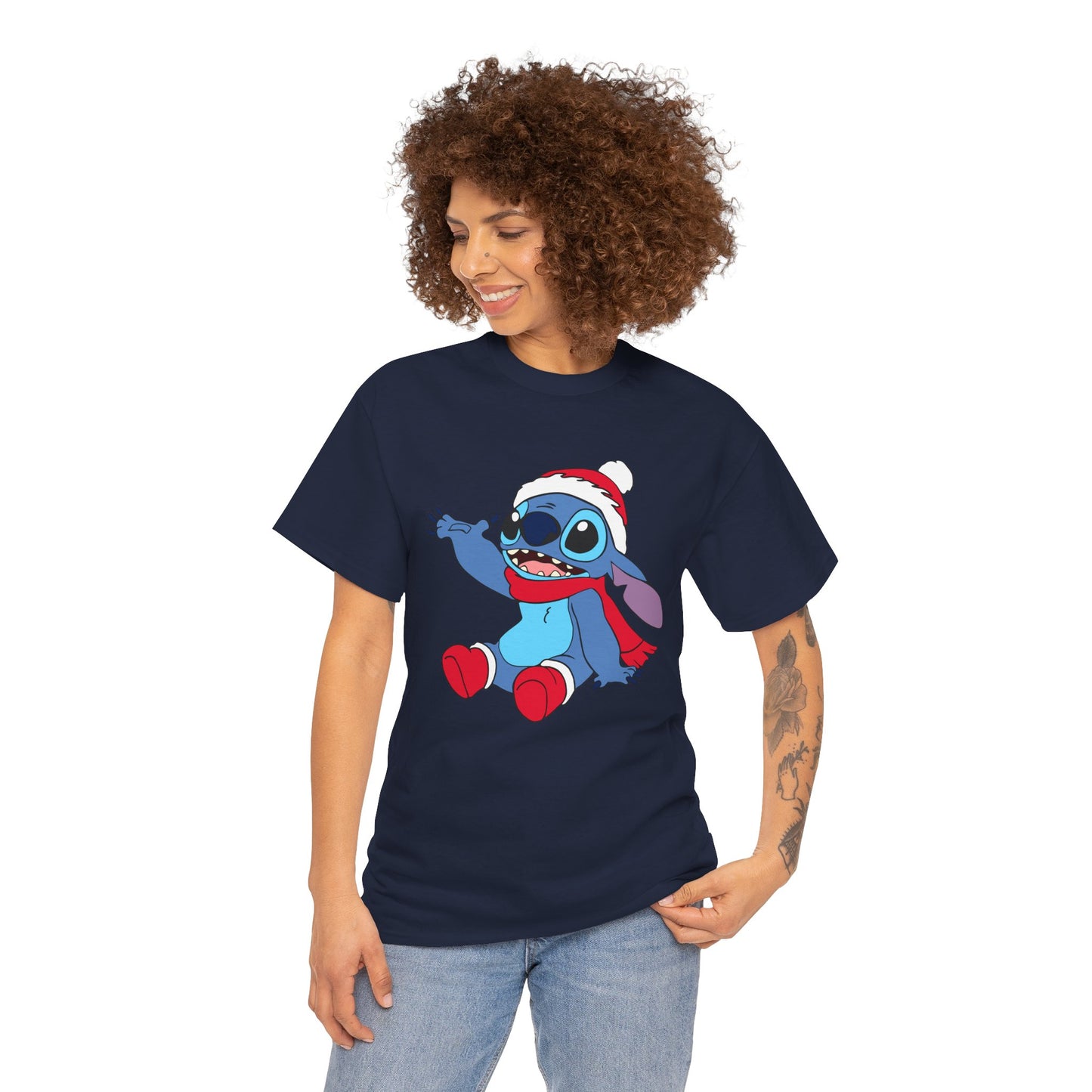 Jolly Alien Christmas T-Shirt – Cute Blue Alien Holiday Graphic Tee (Unisex)