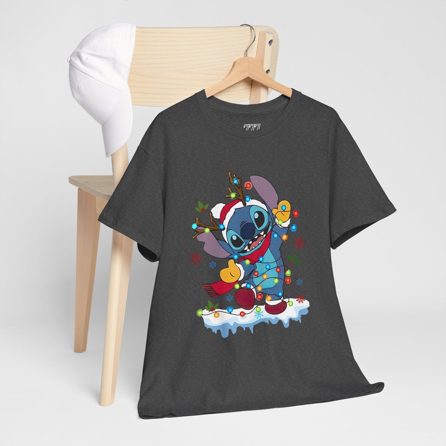 Festive Blue Alien Christmas Lights T-Shirt – Cute Holiday Unisex Tee
