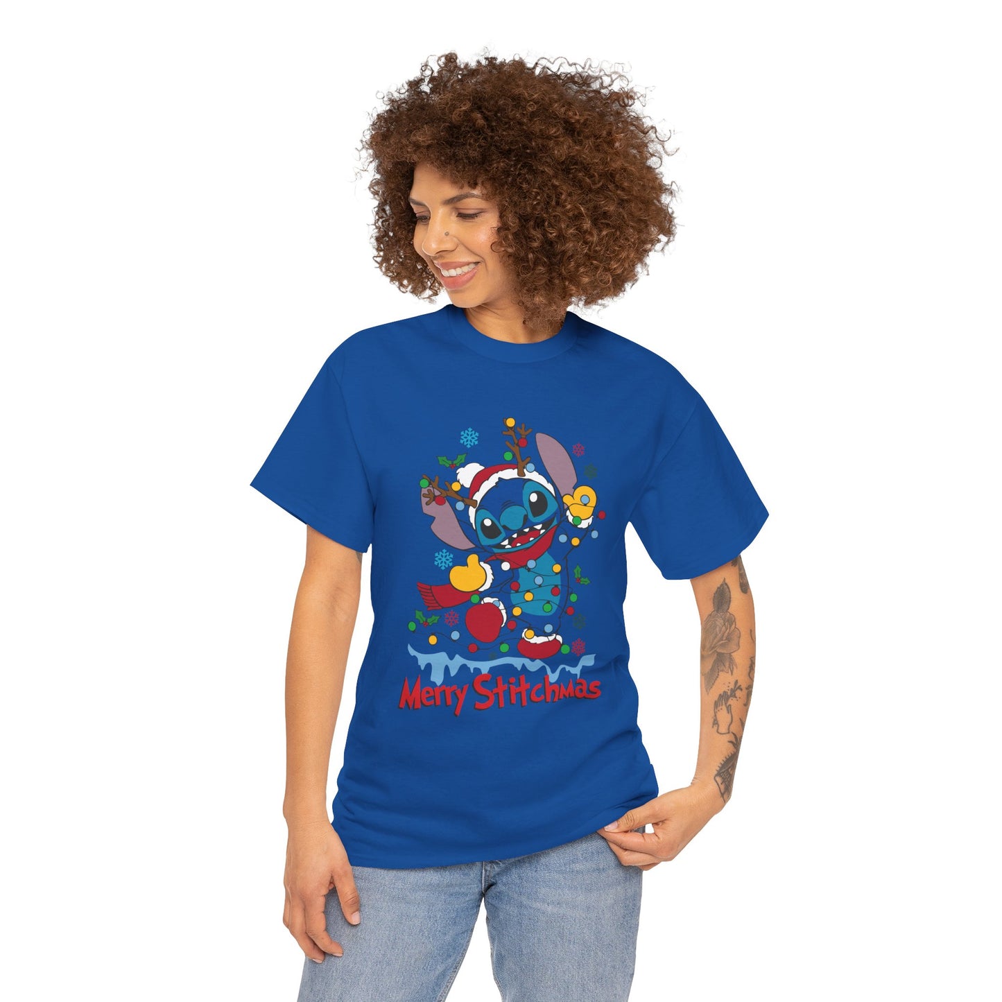 Merry Stitchmas T-Shirt – Cute Holiday Alien Unisex Heavy Cotton Tee