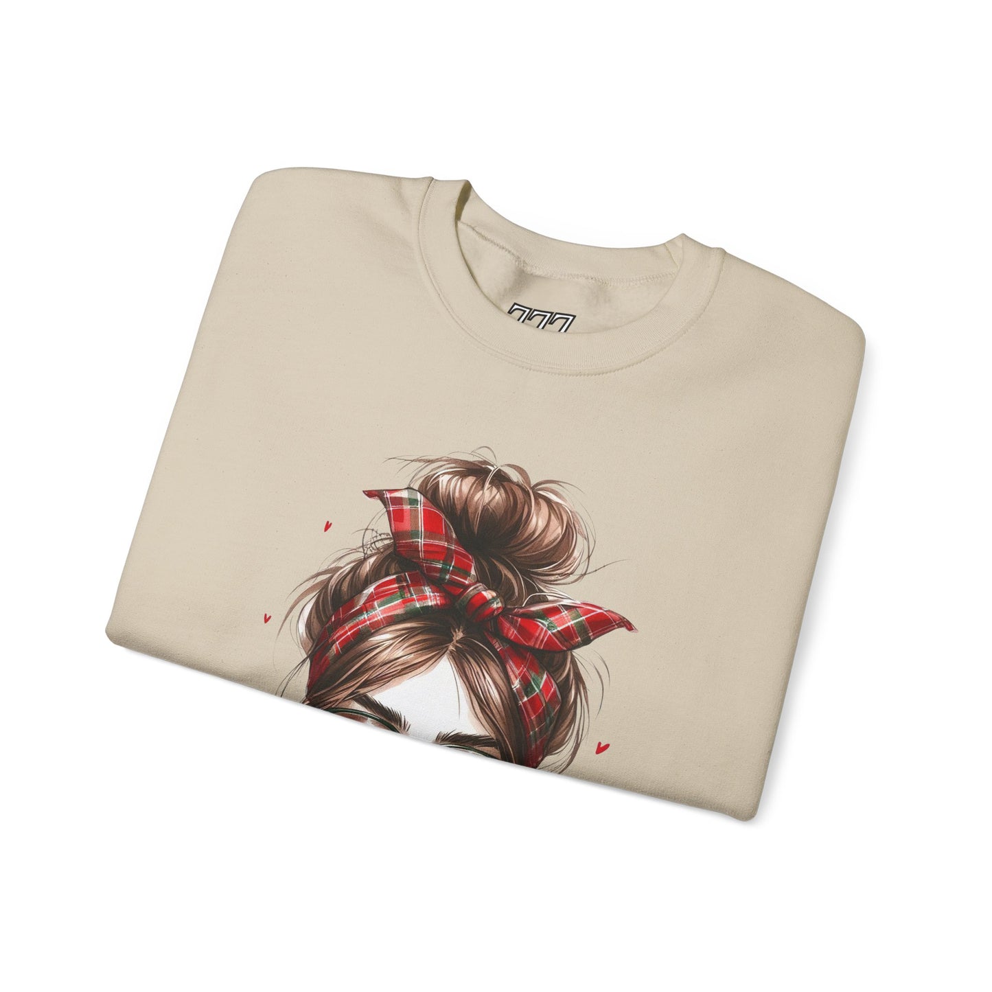 Just A Girl Who Loves Christmas Women’s Heavy Blend Crewneck Sweatshirt – Plaid Bandana Holiday Girl Sweater