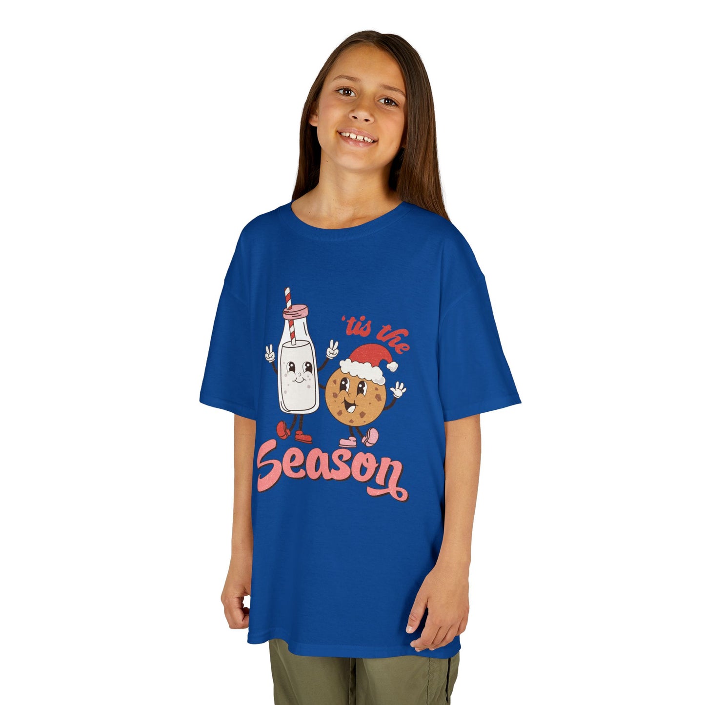 Tis The Season Kids Christmas T-Shirt – Cute Milk & Cookie Holiday Tee