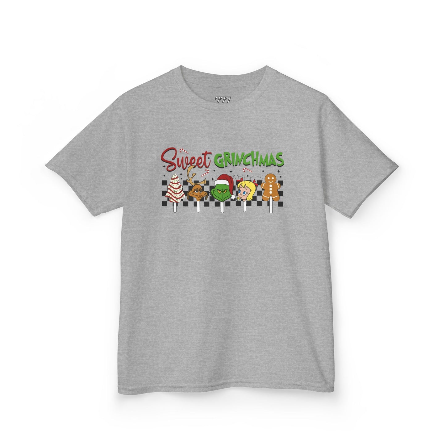Sweet Grinchmas Candy Christmas Kids Tee – Cute Holiday Treat Characters Kids Heavy Cotton T-Shirt