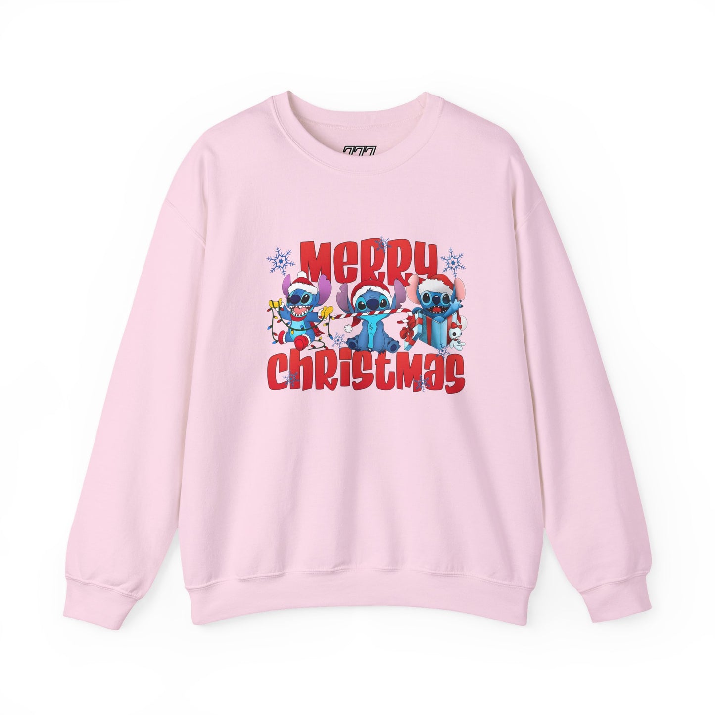 Merry Christmas Unisex Heavy Blend Crewneck Sweatshirt – Cute Blue Holiday Characters Sweater