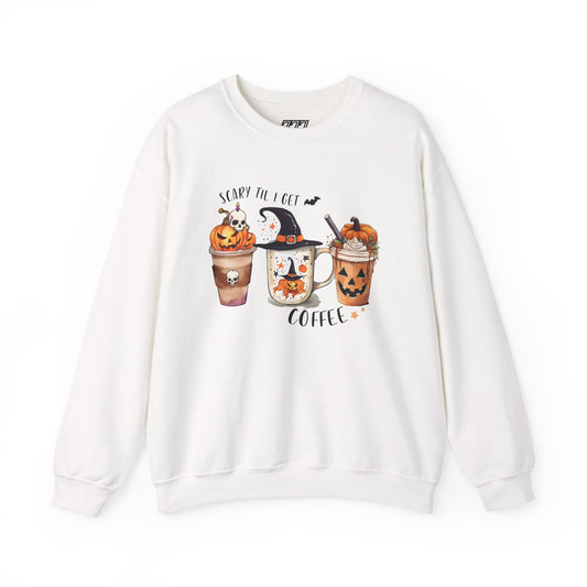 Scary Till I Get My Coffee II Unisex Heavy Blend Crewneck Sweatshirt