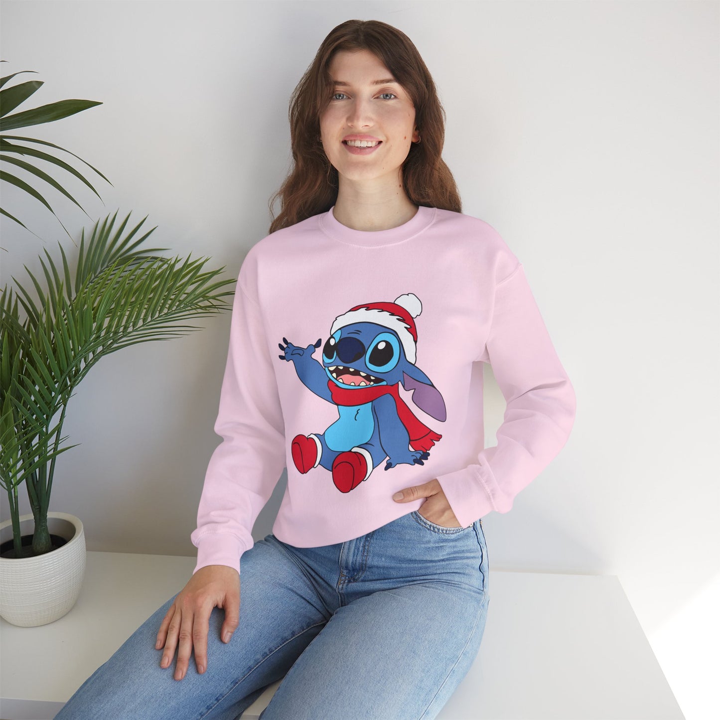 Jolly Alien Christmas Crewneck – Cute Blue Alien Holiday Sweatshirt (Unisex)