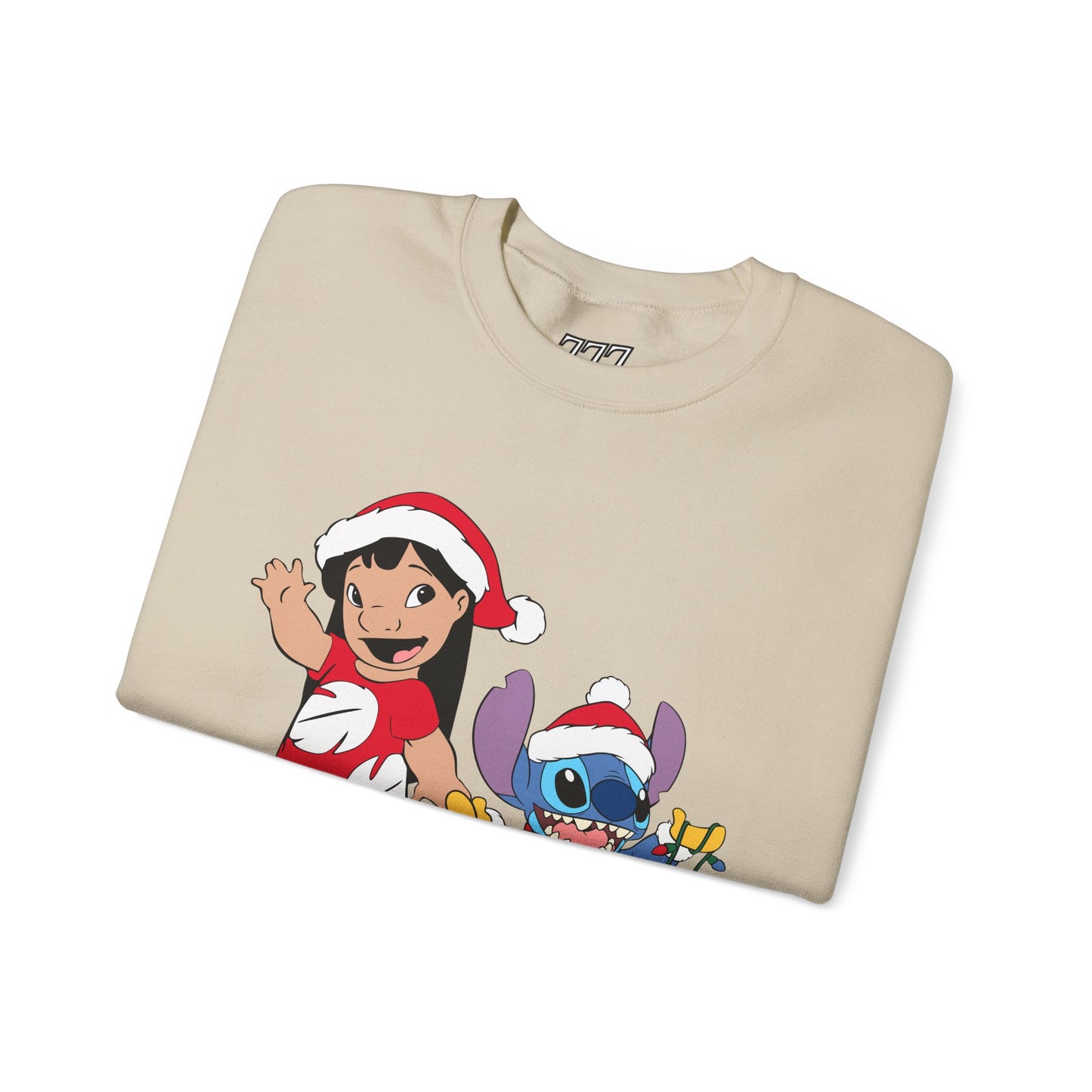 Island Holiday Duo Unisex Christmas Crewneck Sweatshirt – Festive Blue Alien & Girl Holiday Sweater