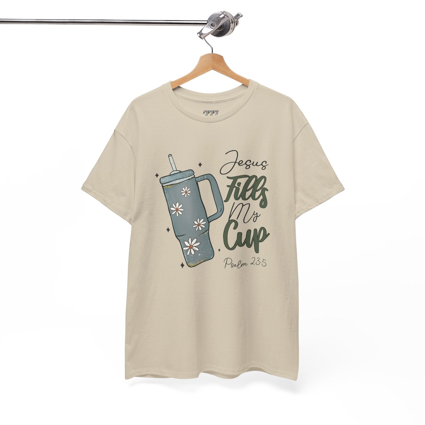 Jesus Fills My Cup Christian Tee – Faith Bible Verse Psalm 23:5 Inspirational Unisex Heavy Cotton T-Shirt