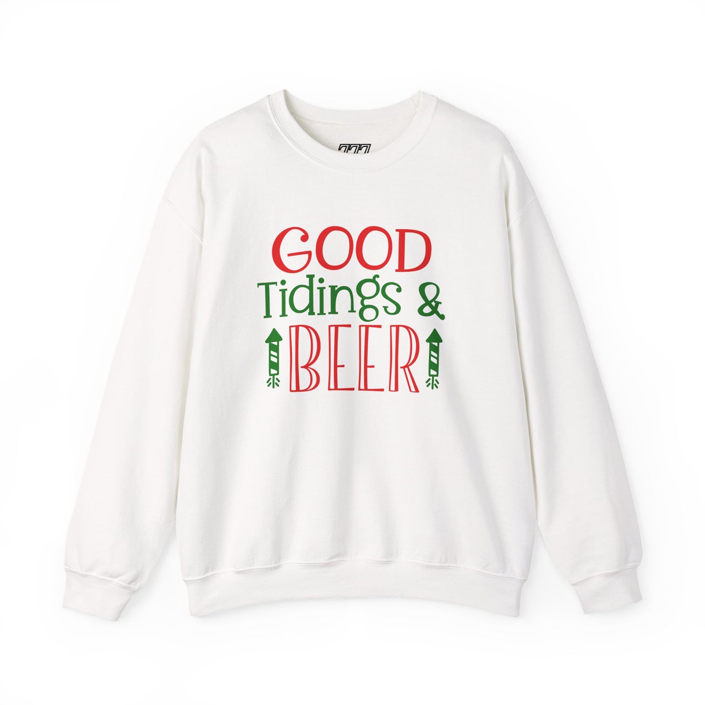 Good Tidings & Beer Sweatshirt – Funny Christmas Drinking Unisex Heavy Blend Crewneck