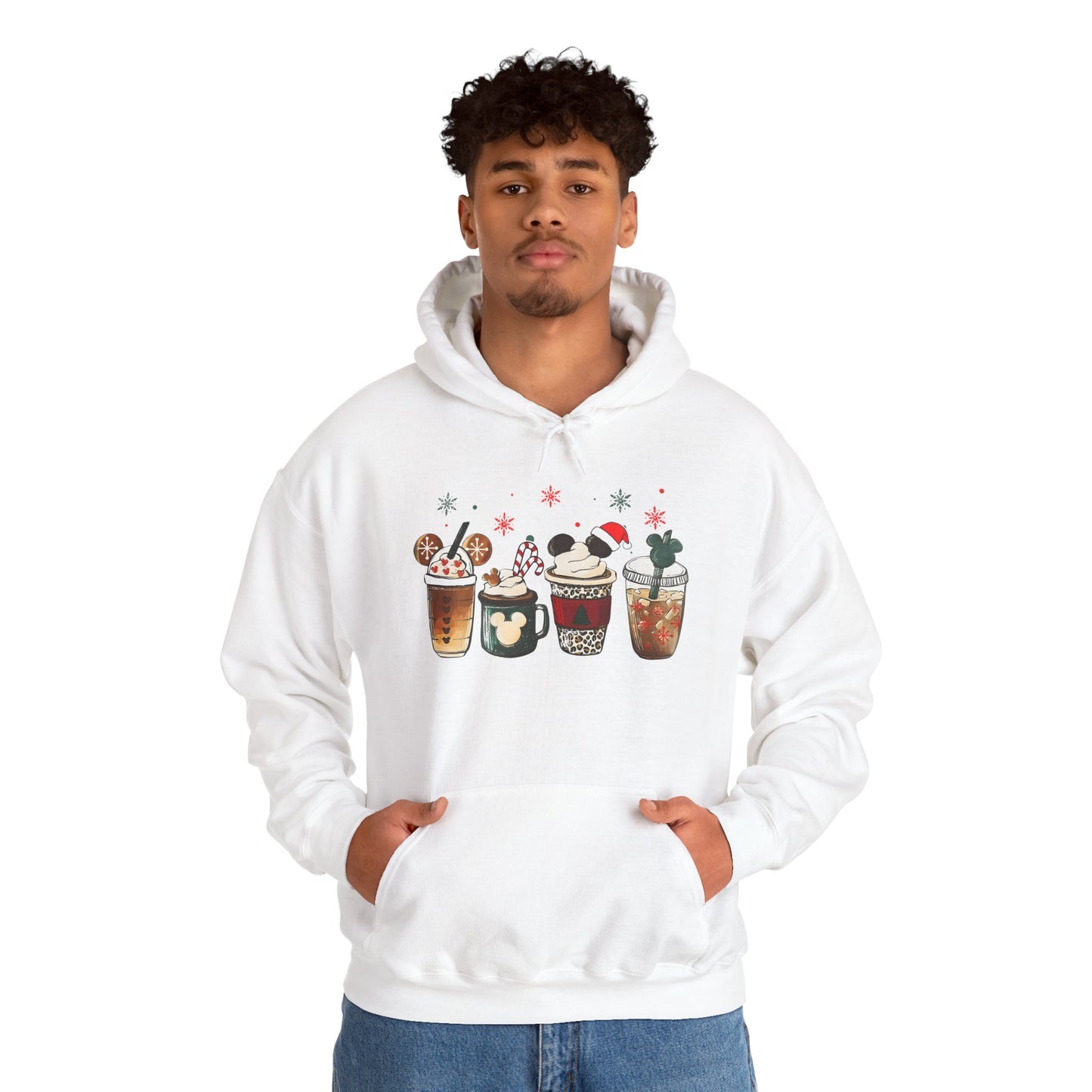 Christmas Coffee Lovers Hoodie – Cute Holiday Drink Art Hooded Sweatshirt (Unisex)