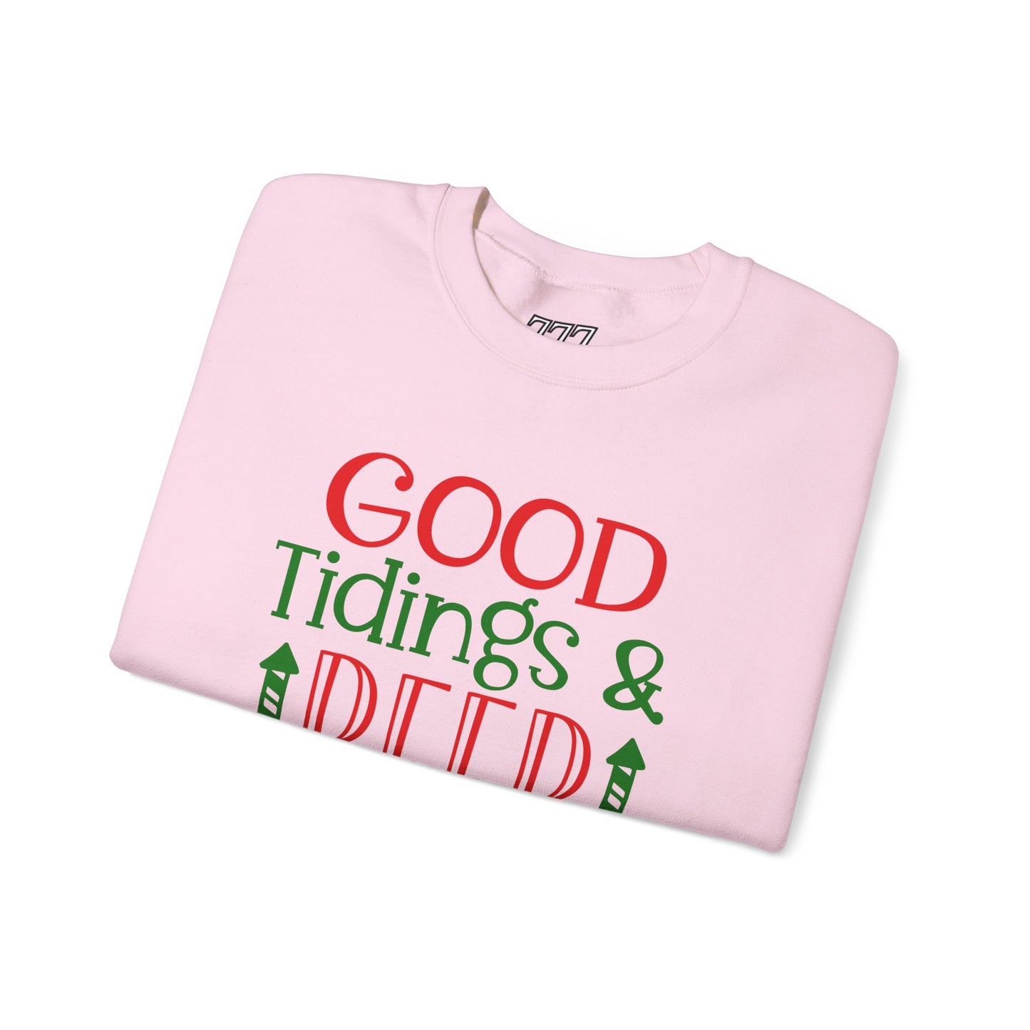 Good Tidings & Beer Sweatshirt – Funny Christmas Drinking Unisex Heavy Blend Crewneck