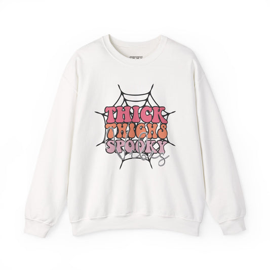 Thick Thighs Spooky Vibes Women's Heavy Blend Crewneck Sweatshirt