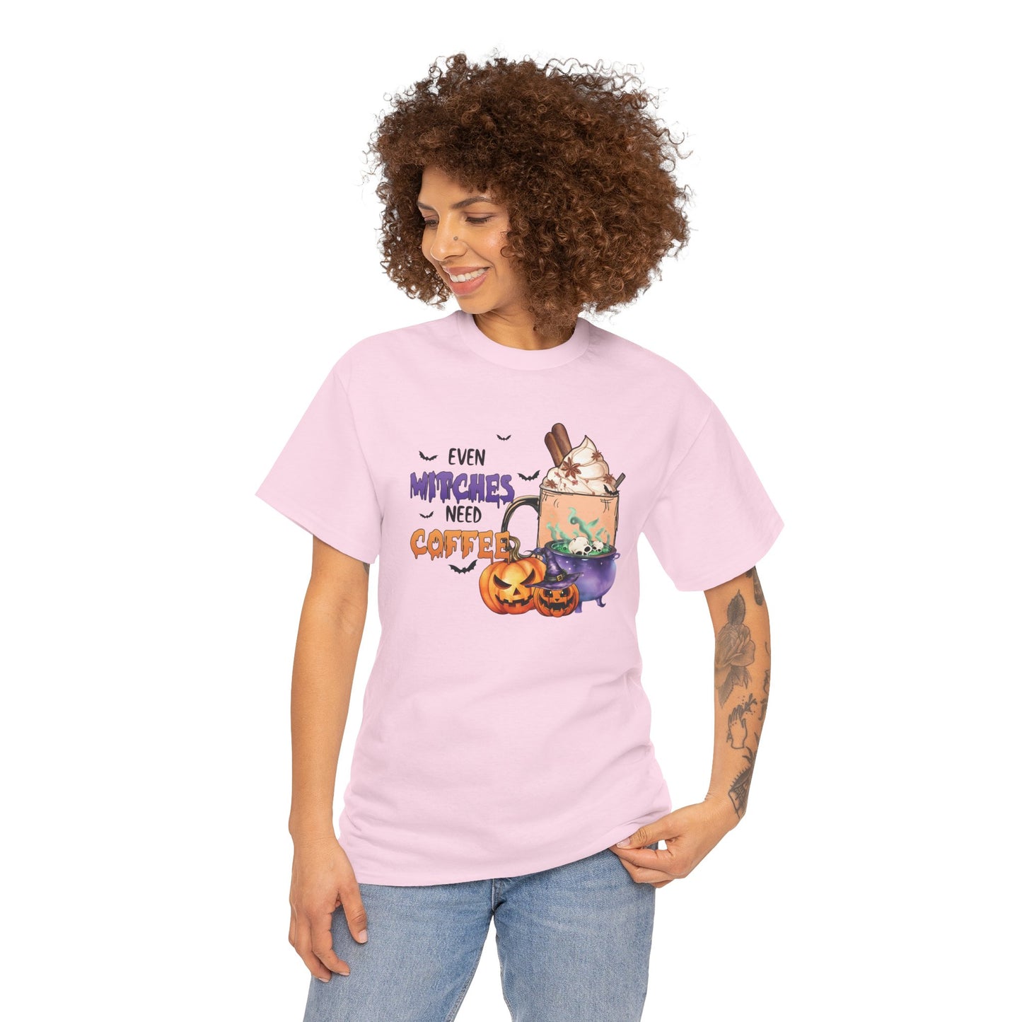 Even Witches Need Coffee Women's Heavy Cotton T-Shirt