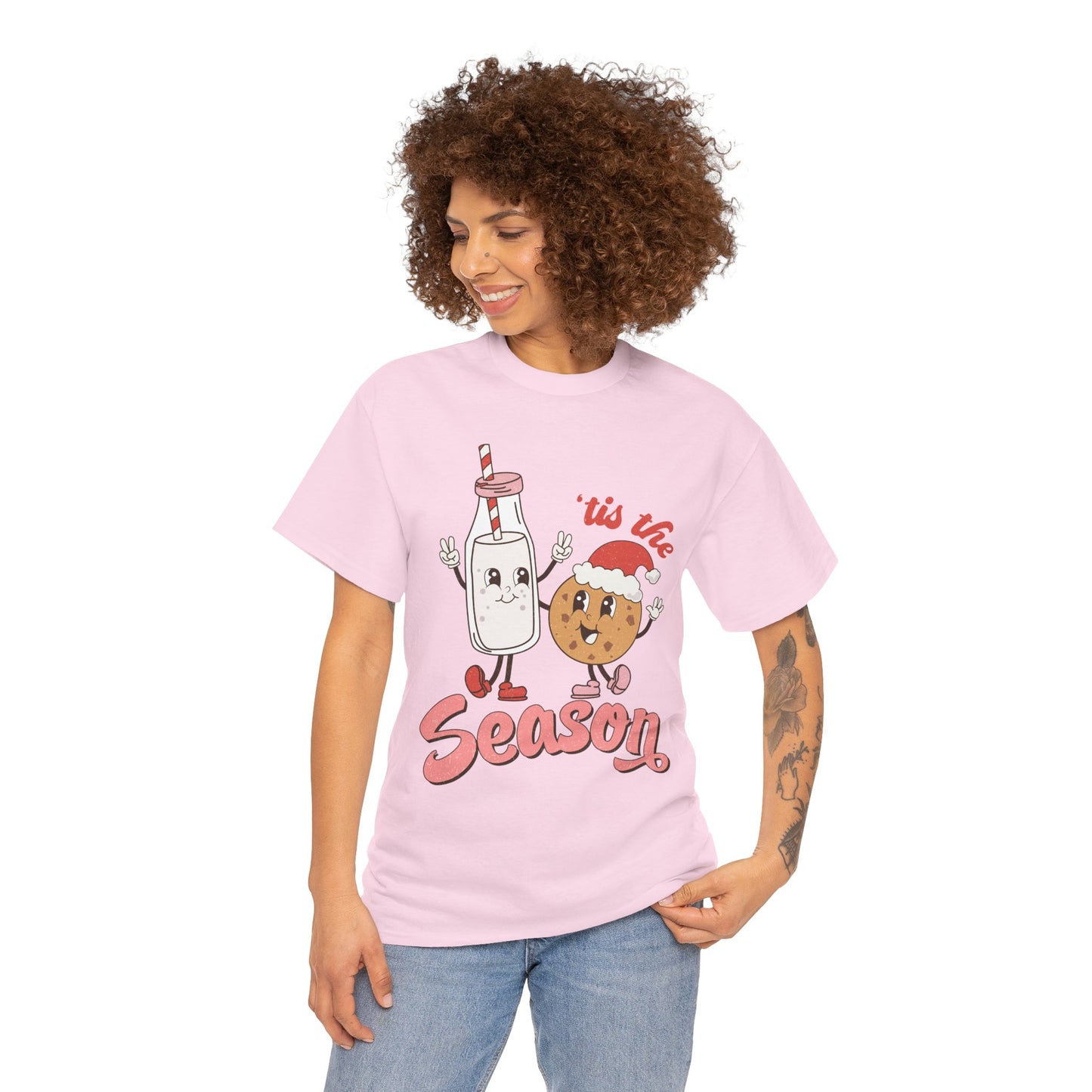 Tis The Season Milk & Cookie Christmas Unisex Heavy Cotton T-Shirt