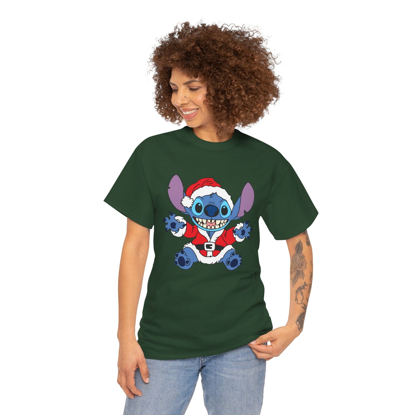 Alien Santa Christmas T-Shirt – Cute Blue Alien Holiday Graphic Tee (Unisex)