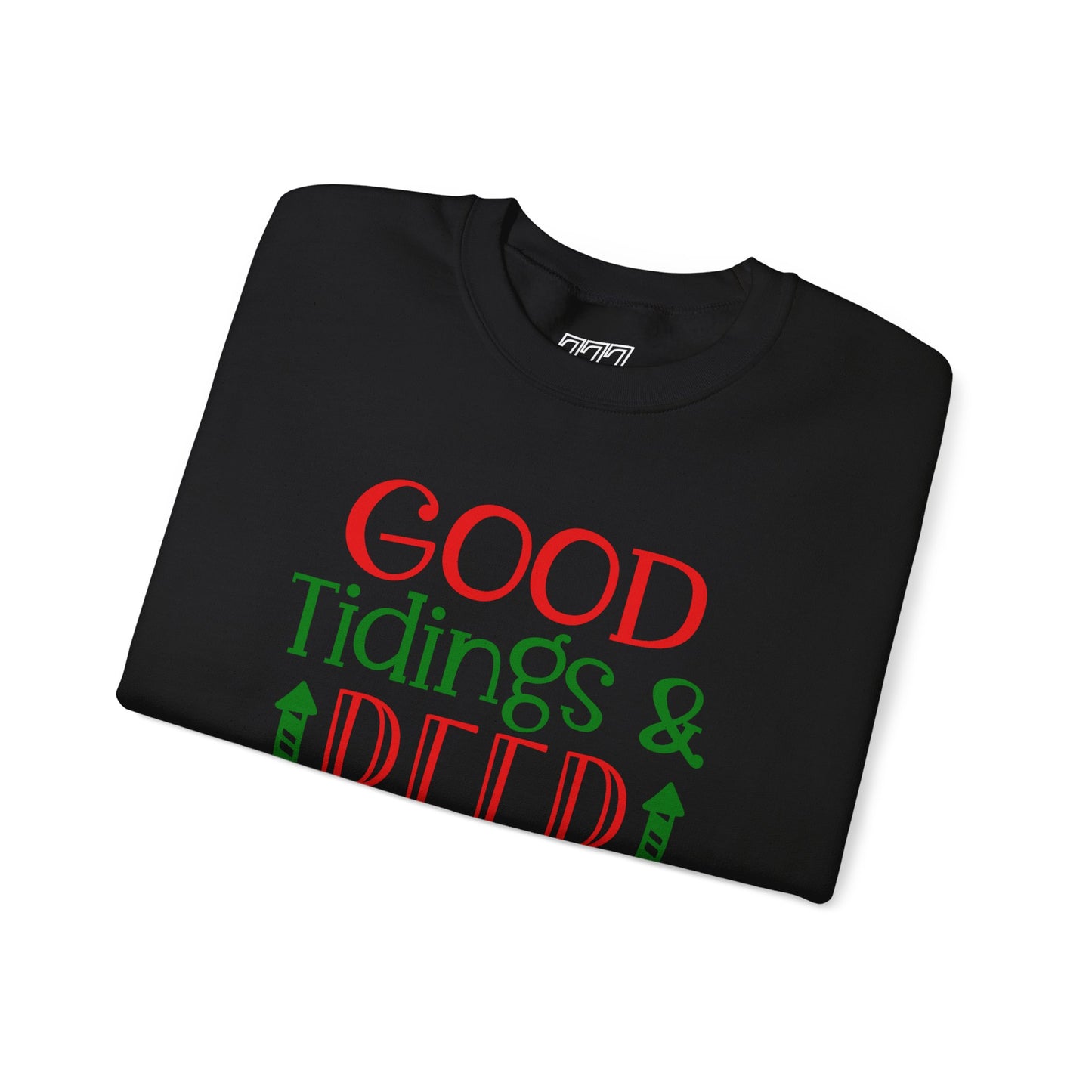 Good Tidings & Beer Sweatshirt – Funny Christmas Drinking Unisex Heavy Blend Crewneck