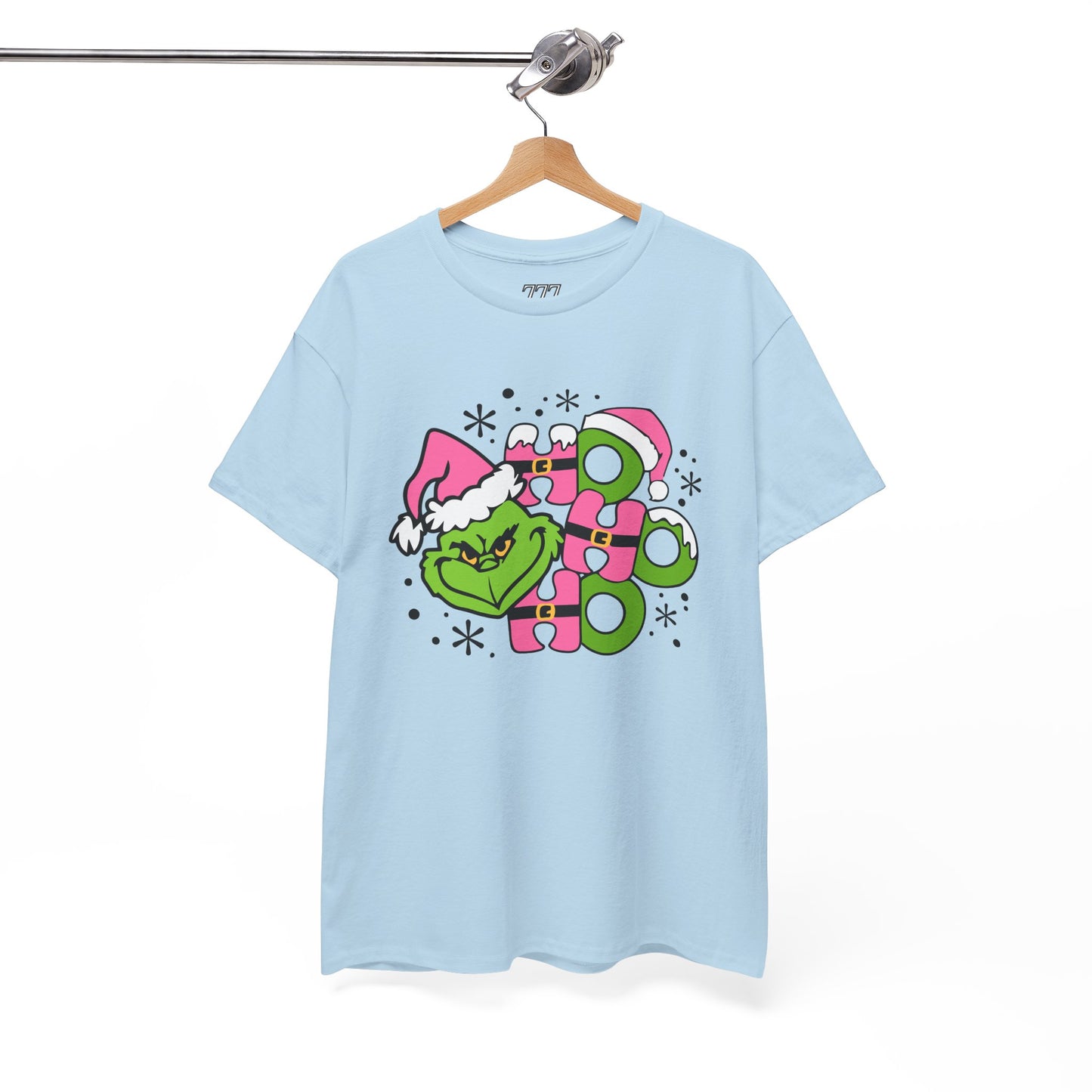 HO HO HO Funny Christmas Grinch-Inspired Holiday Tee – Cute Pink Santa Unisex Heavy Cotton T-Shirt