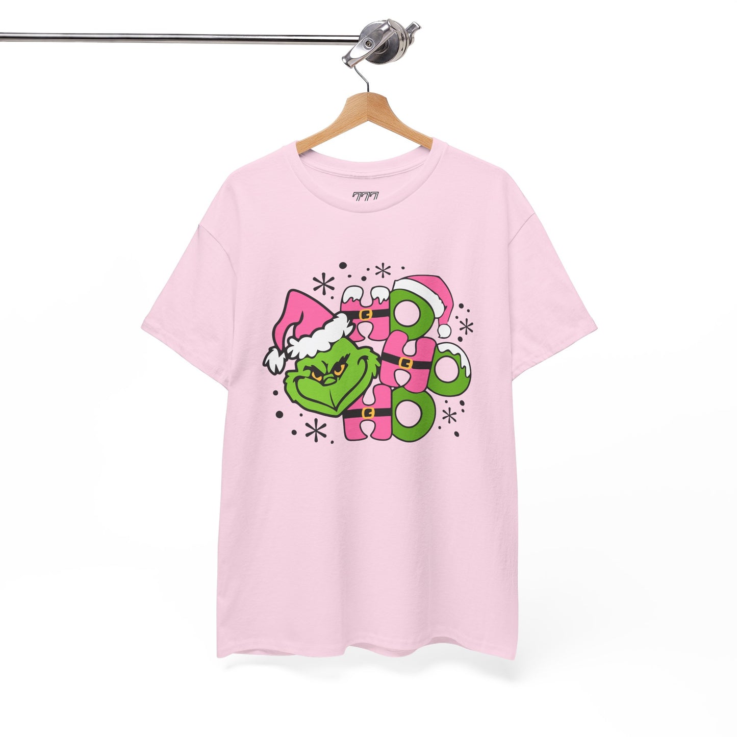 HO HO HO Funny Christmas Grinch-Inspired Holiday Tee – Cute Pink Santa Unisex Heavy Cotton T-Shirt
