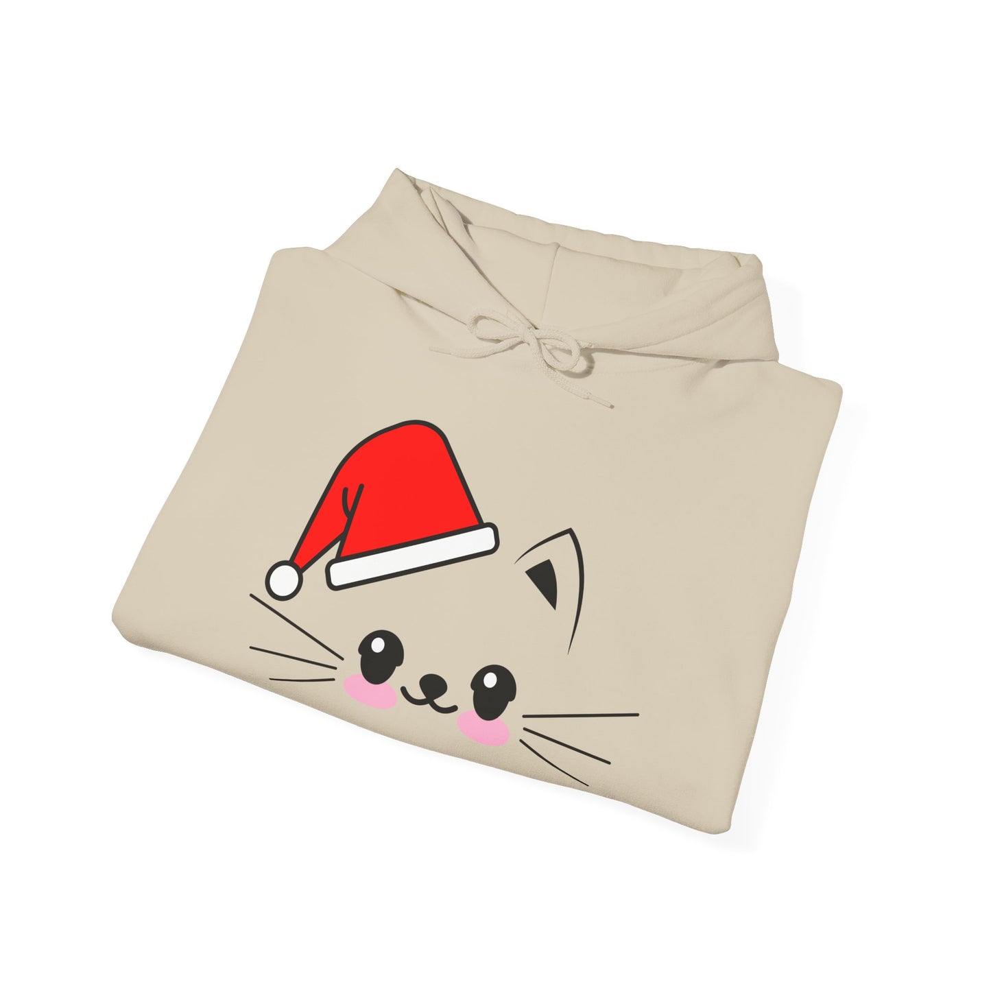 Cat Santa Christmas Hoodie – Cute Kawaii Cat Holiday Hooded Sweatshirt (Unisex)