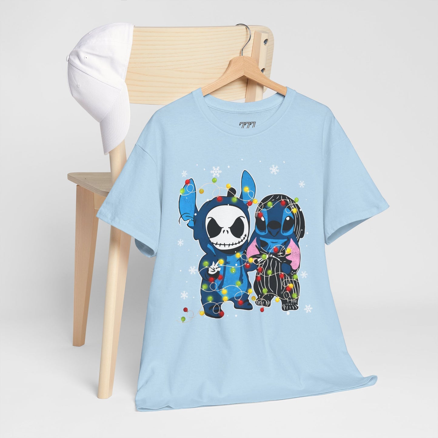 Cute Holiday Duo Christmas Unisex Heavy Cotton T-Shirt – Cartoon Alien & Skeleton Festive Tee