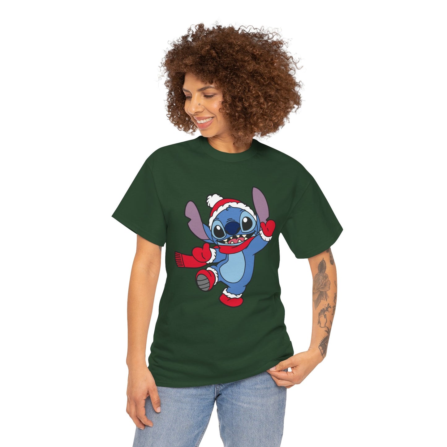 Festive Alien Christmas T-Shirt – Cute Blue Alien Holiday Graphic Tee (Unisex)