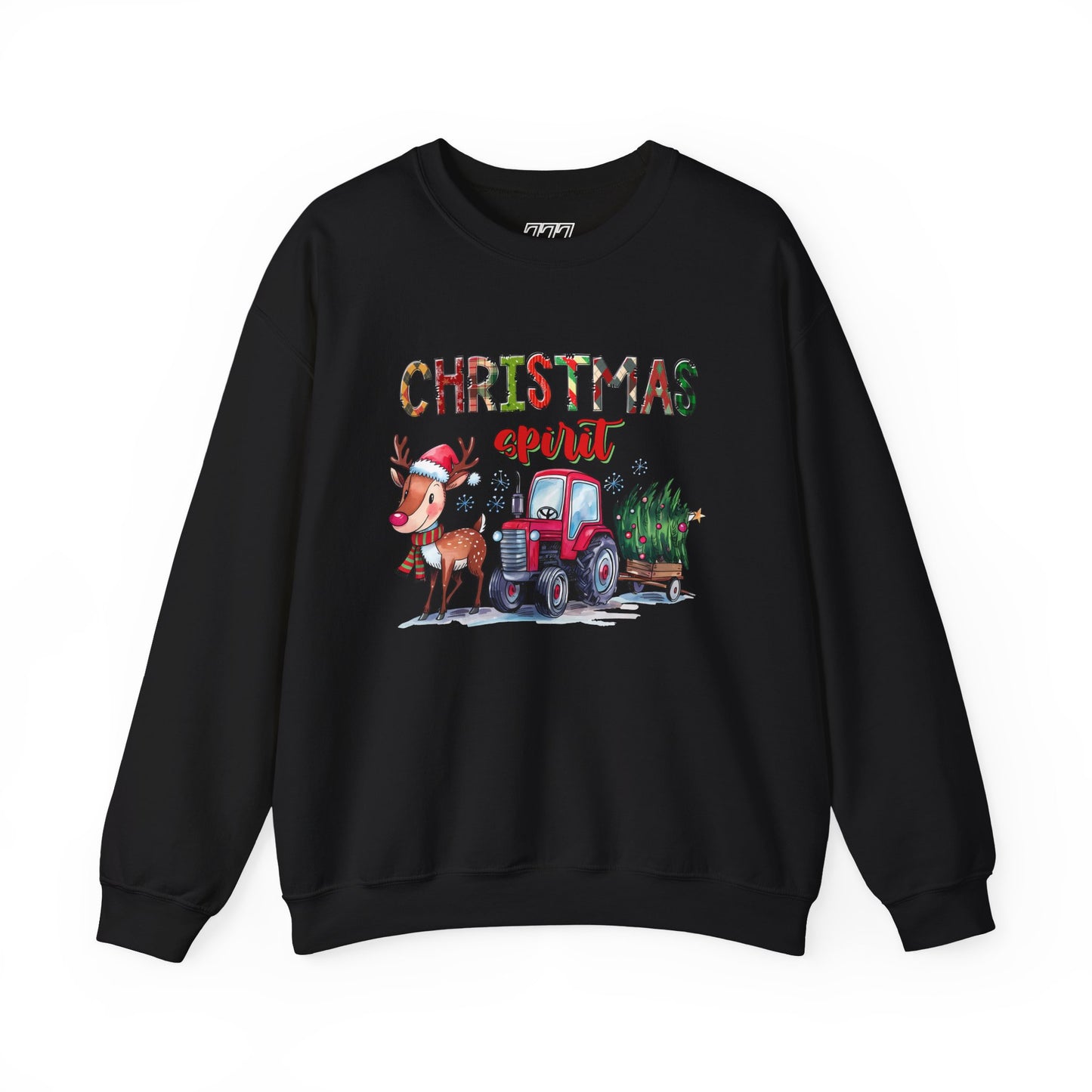 Christmas Spirit Unisex Heavy Blend Crewneck Sweatshirt – Cute Reindeer & Red Tractor Holiday Sweater