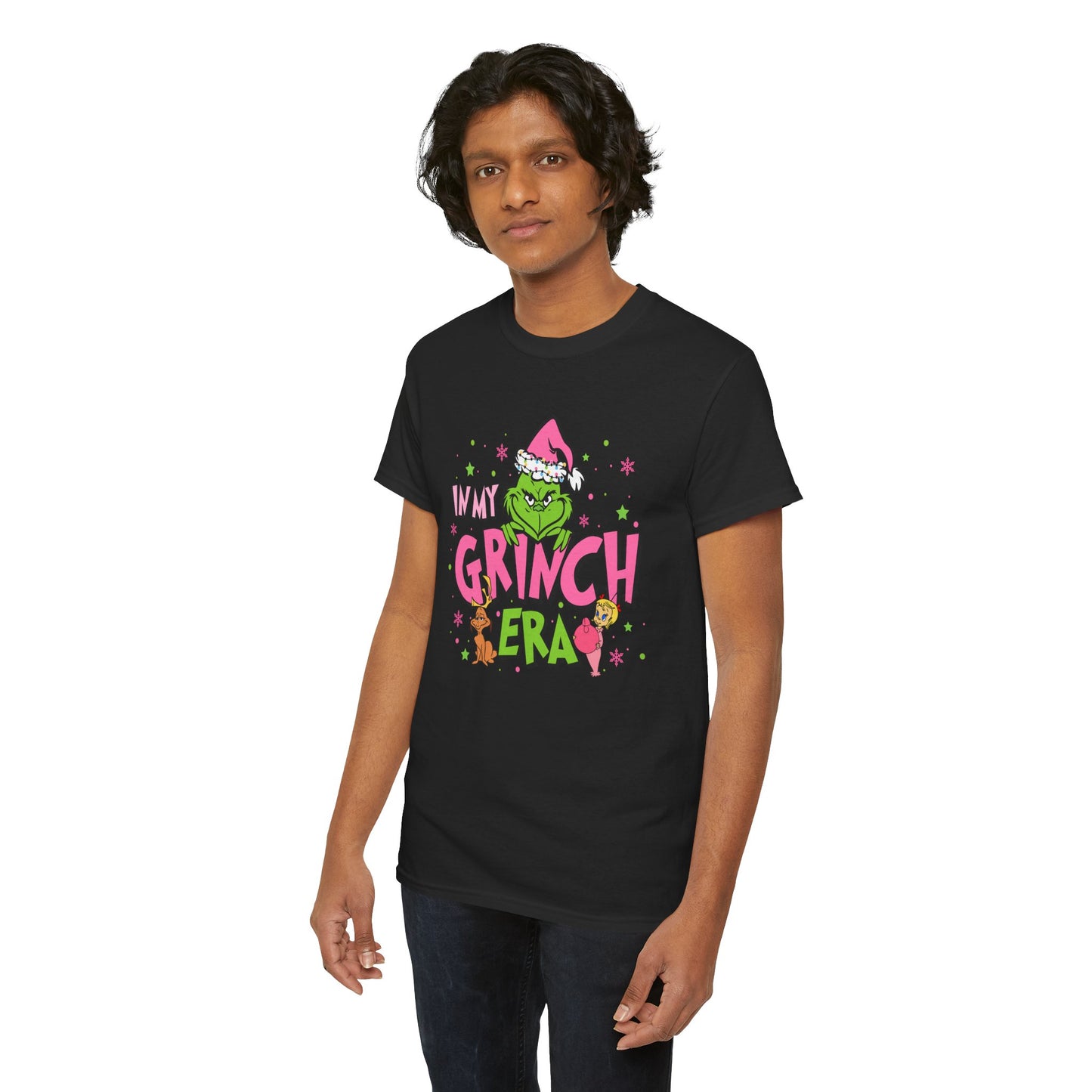 In My Grinch Era Funny Christmas Grinch-Inspired Holiday Tee – Pink Santa Festive Unisex Heavy Cotton T-Shirt