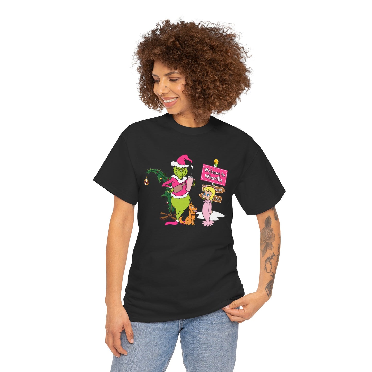 Welcome to Merryville Christmas T-Shirt – Cute Green Christmas Creature Holiday Tee (Unisex)