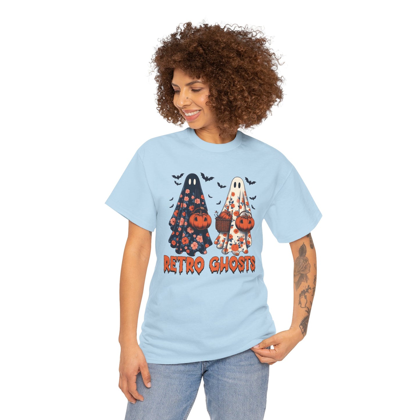 Retro Ghosts Unisex Heavy Cotton T-Shirt