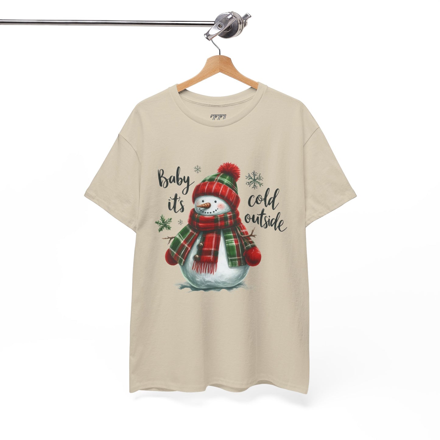 Baby It’s Cold Outside Christmas Unisex Heavy Cotton T-Shirt – Cute Snowman Holiday Tee