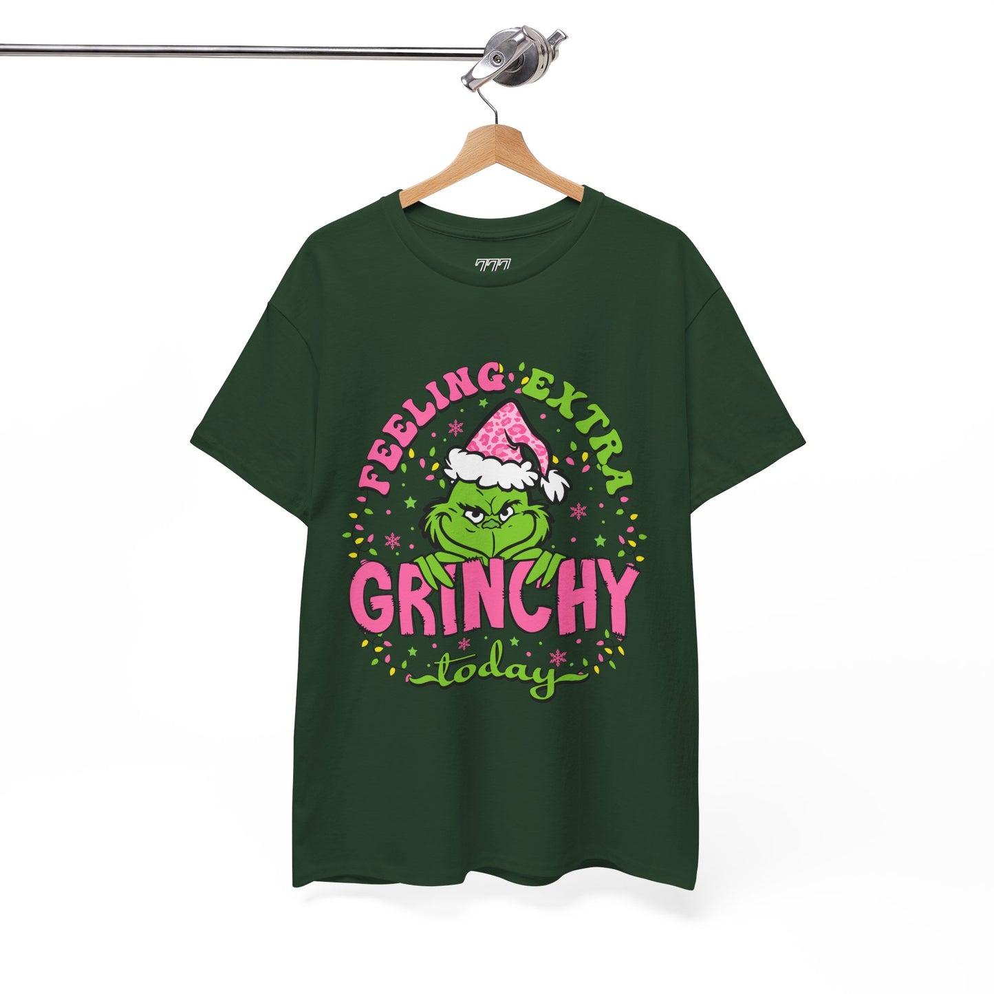 Feeling Extra Grinchy Today Funny Christmas Grinch-Inspired Holiday Tee – Pink Santa Festive Unisex Heavy Cotton T-Shirt
