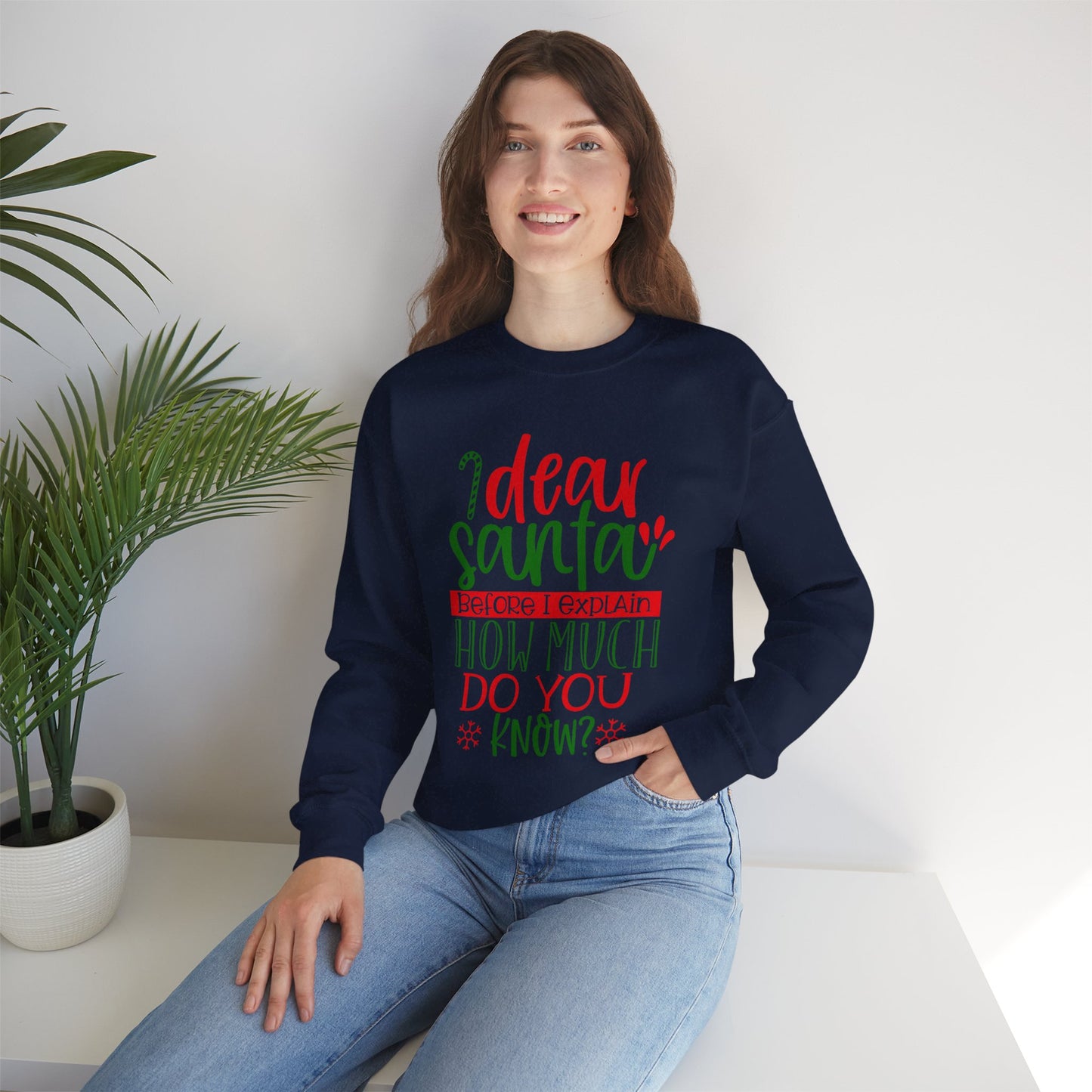 Dear Santa, Before I Explain How Much Do You Know? Unisex Heavy Blend Crewneck Sweatshirt