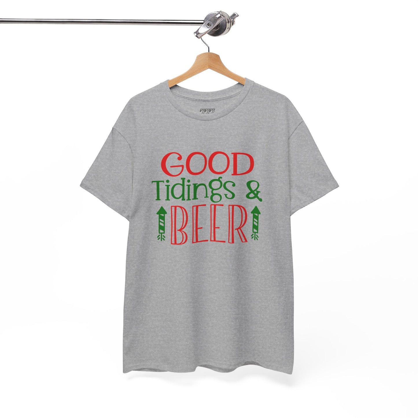 Good Tidings & Beer T-Shirt – Funny Christmas Drinking Unisex Heavy Cotton Tee