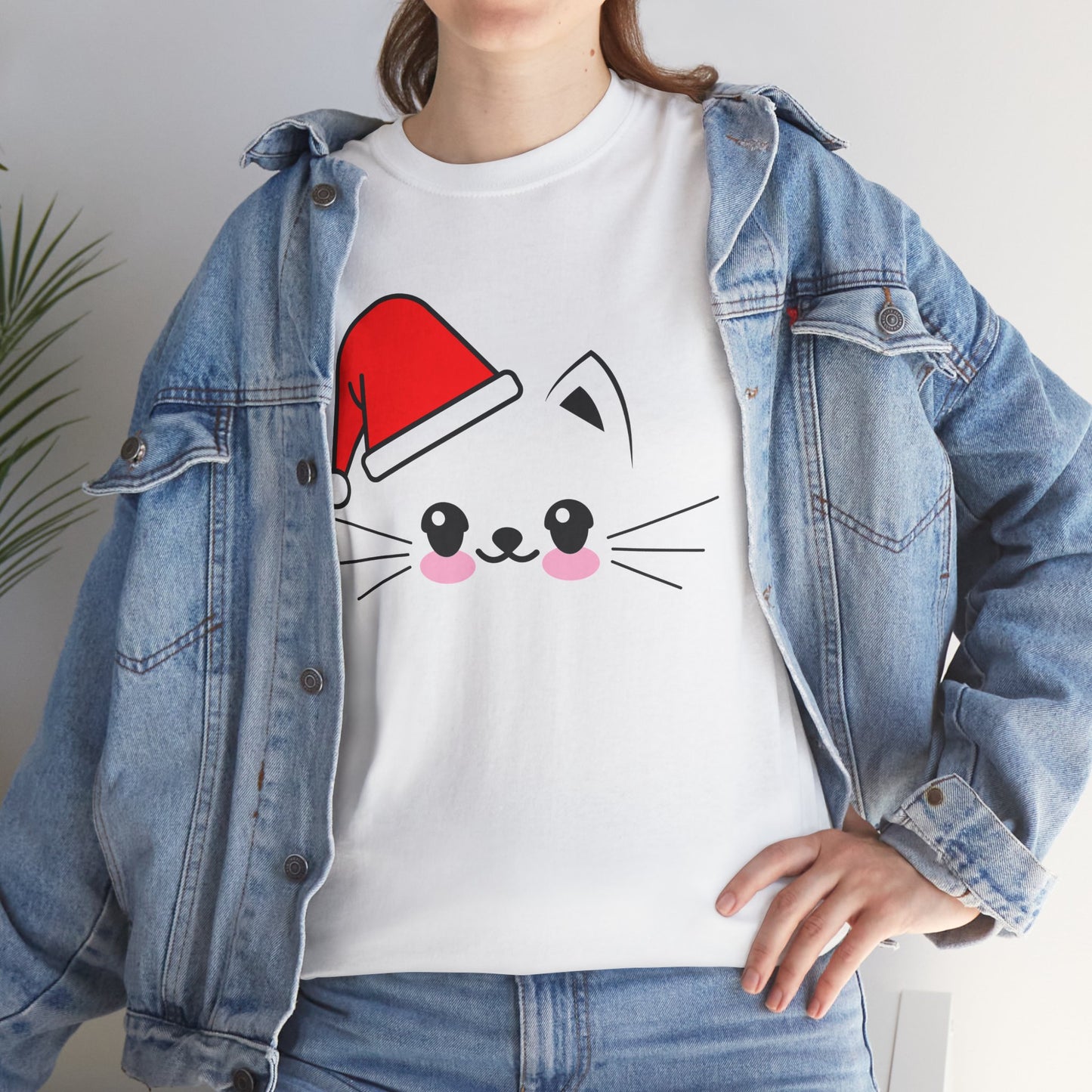Cat Santa Christmas T-Shirt – Cute Kawaii Cat Holiday Tee (Unisex)