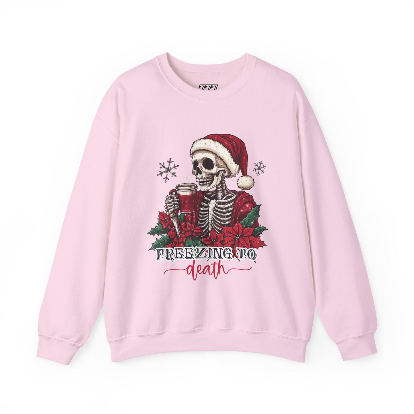 Freezing To Death Skeleton Christmas Crewneck – Funny Holiday Unisex Sweatshirt, Winter Coffee Xmas Pullover