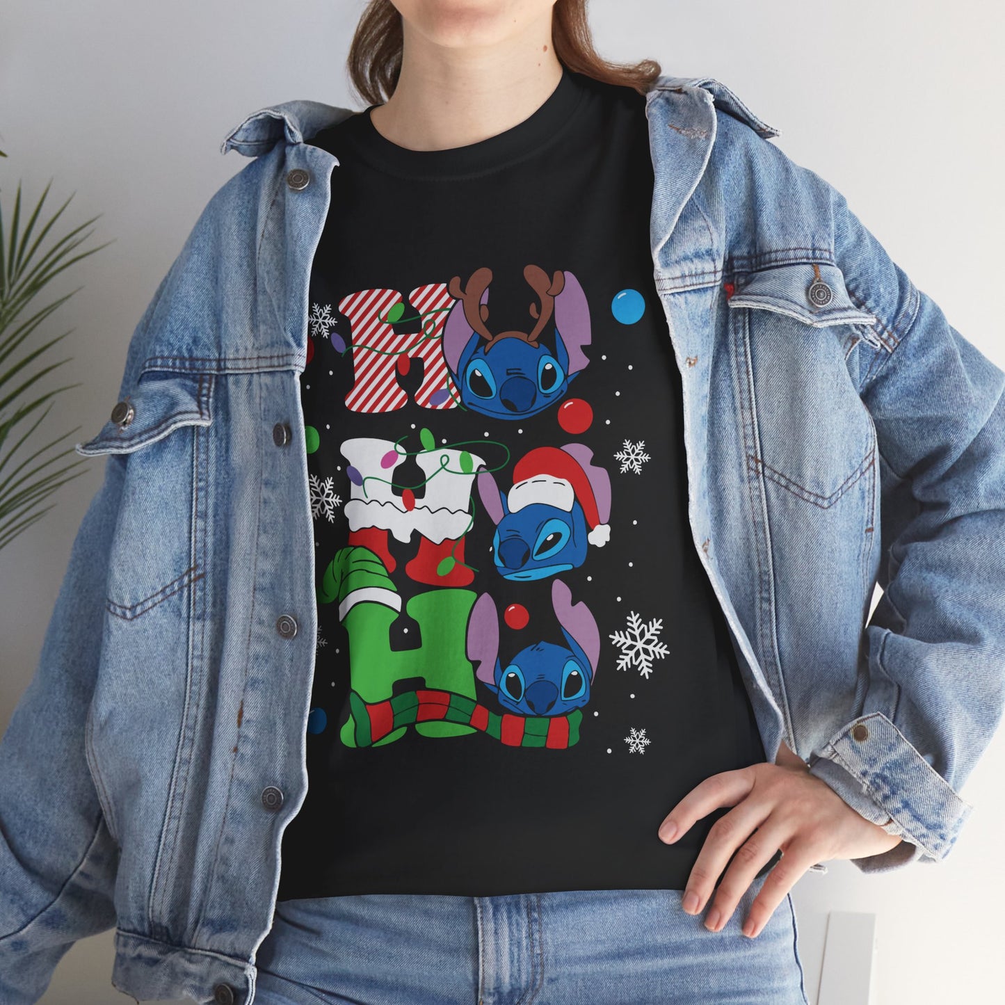 Stacked Stitch Christmas T-Shirt – Cute Holiday Characters Unisex Graphic Tee