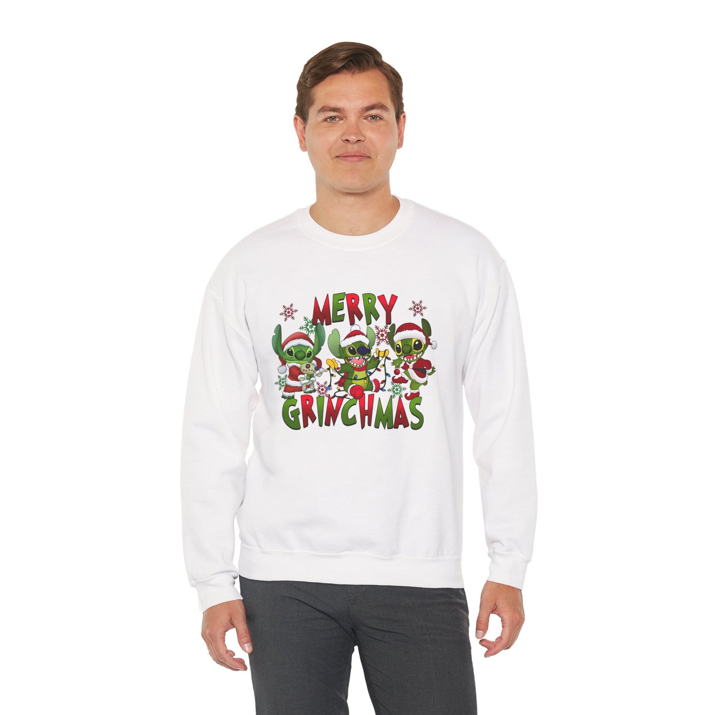 Merry Grinchmas Sweatshirt – Funny Christmas Unisex Heavy Blend Holiday Crewneck