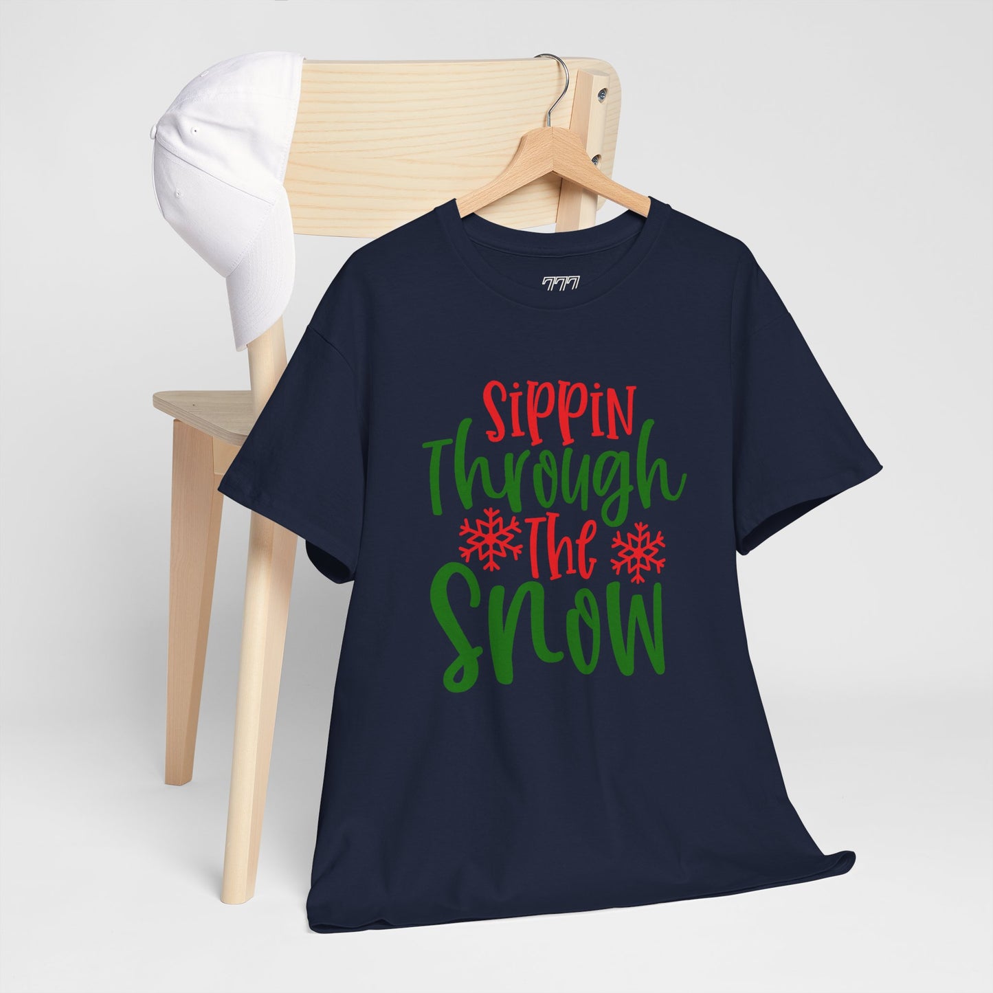 Sippin’ Through The Snow T-Shirt – Festive Holiday Beverage Unisex Heavy Cotton Tee